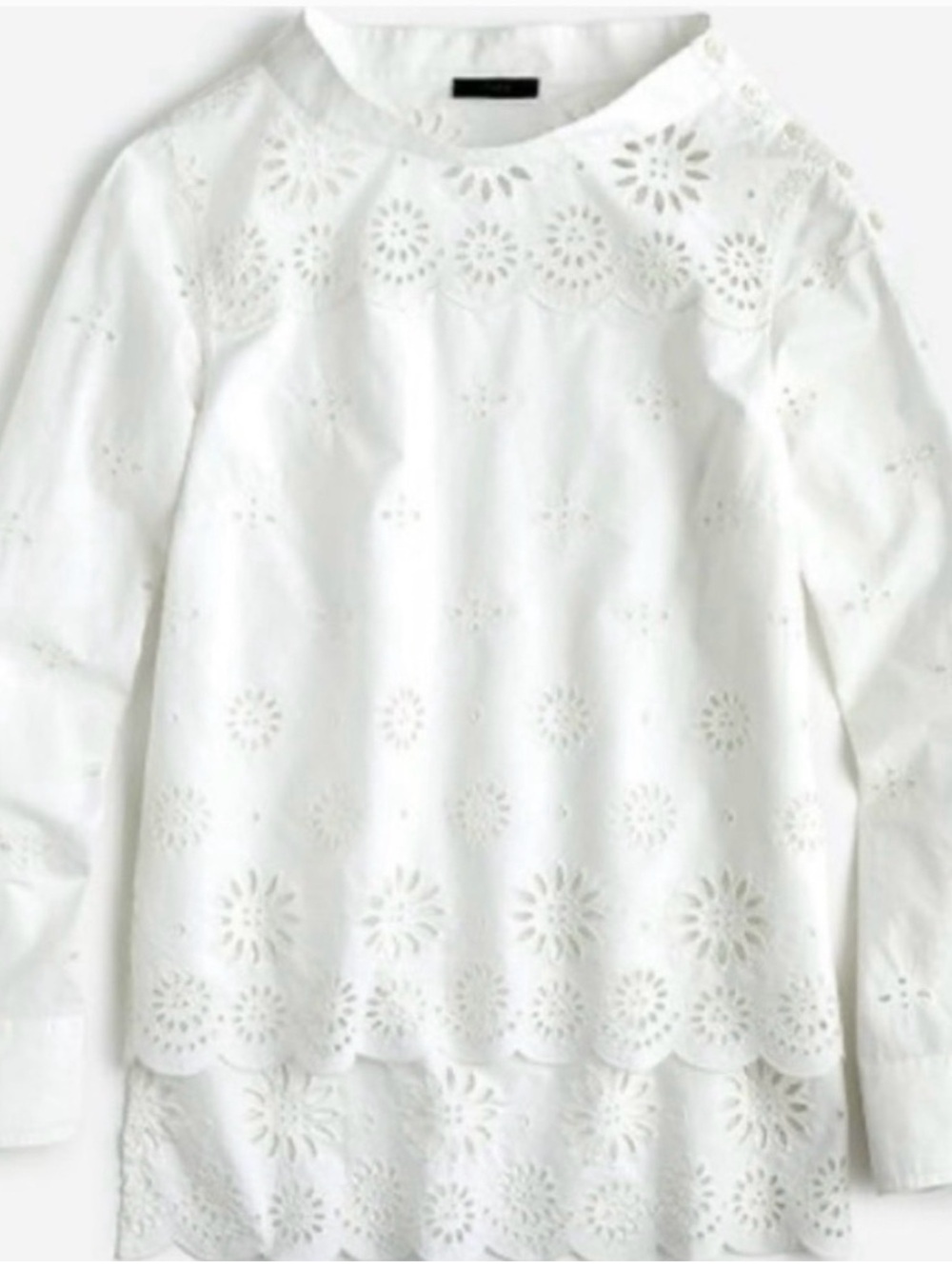 J. Crew Factory White Eyelet Scalloped-Hem Blouse - Picture 2 of 4